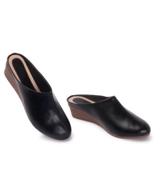 Comfortable Women's Slip-on Casual Back Open Mules Half Shoes & Sandals - Black