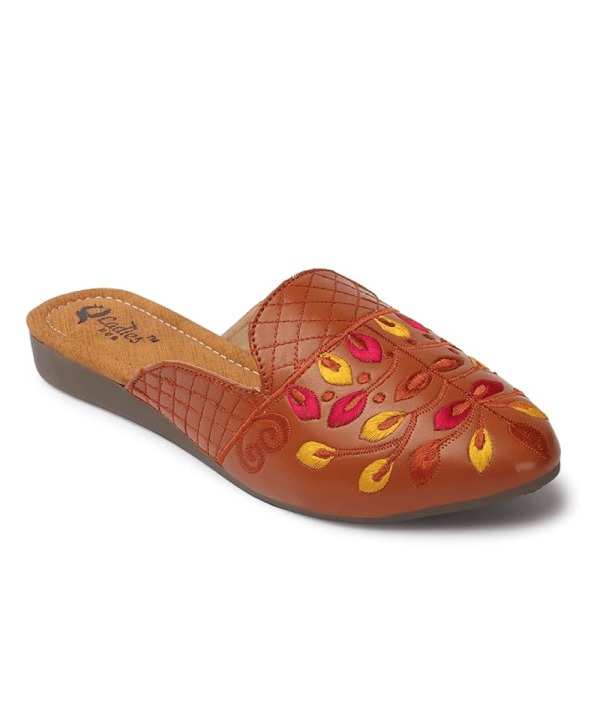 Ethnic Back Open Mules - tan 476