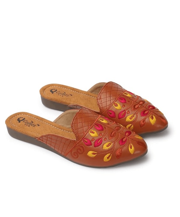 Ethnic Back Open Mules - tan 483