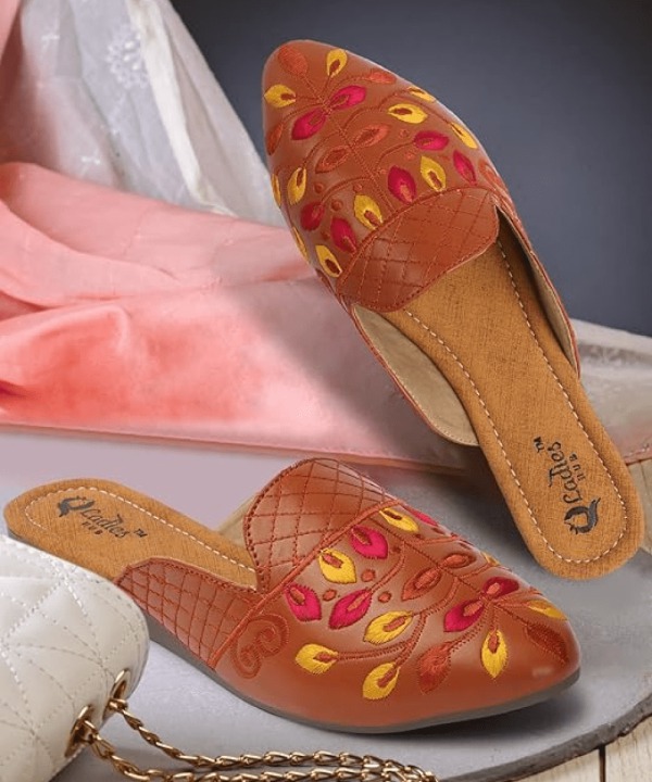 Ethnic Back Open Mules - tan 501