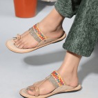 Ethnic Slippers and Fashion Sandals Girls - Beige 439