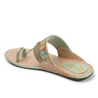 Ethnic Slippers for Girls - Sea Green 502
