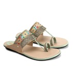 Ethnic Slippers for Girls - Sea Green 504