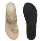 Ethnic Slippers for Girls - Sea Green 506