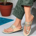 Ethnic Slippers for Girls - Sea Green 510