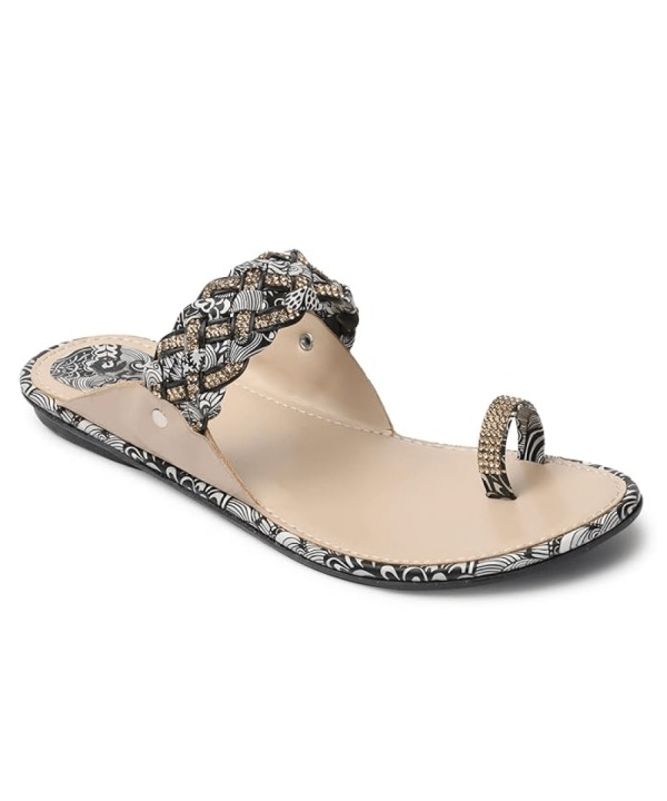Stylish Ethnic Flat Sandals black 441