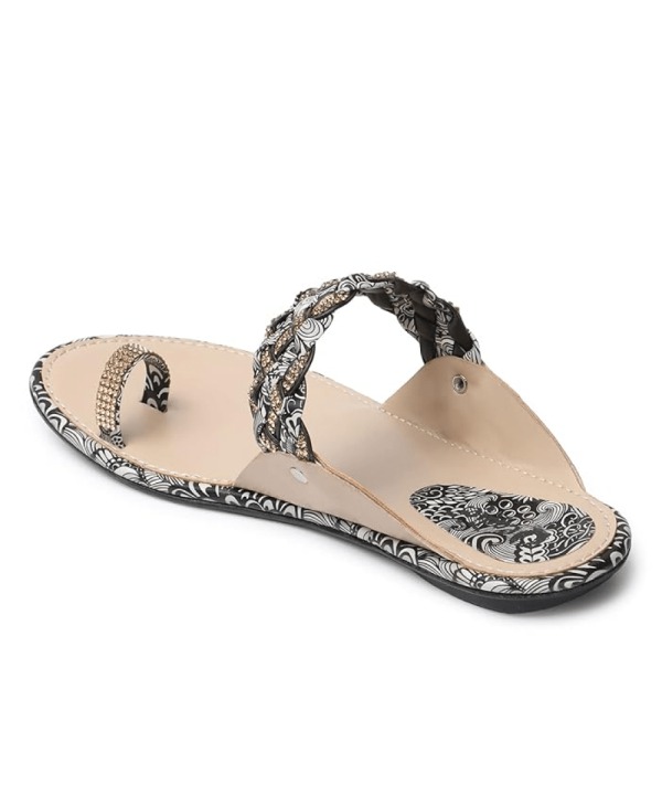 Stylish Ethnic Flat Sandals black 442