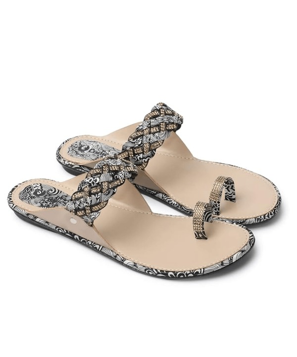 Stylish Ethnic Flat Sandals black 448