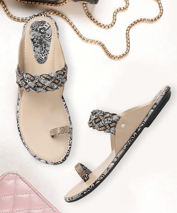 Stylish Ethnic Flat Sandals black 466
