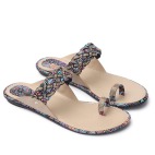 Stylish Ethnic Flat Sandals blue 452