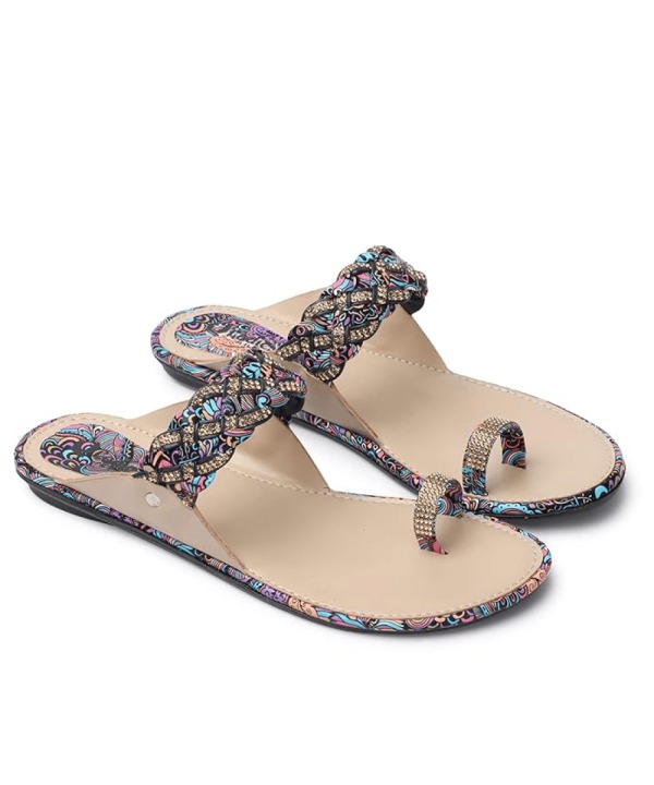 Stylish Ethnic Flat Sandals blue 452