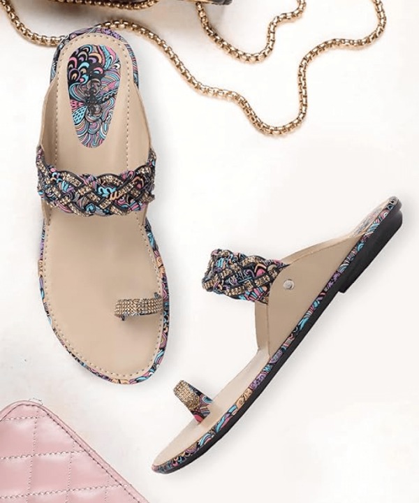 Stylish Ethnic Flat Sandals blue 470
