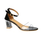 Transparent Solid Block Heels black