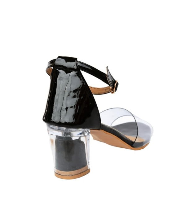 Transparent Solid Block Heels black 388