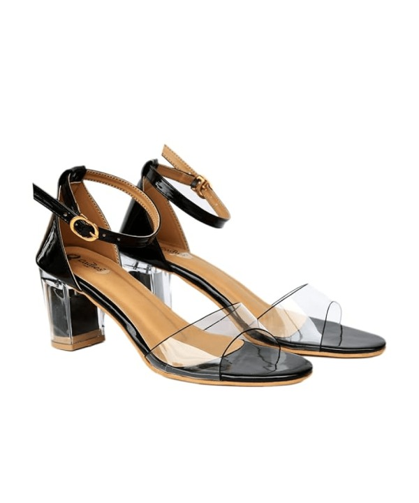 Transparent Solid Block Heels black 396