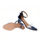 Transparent Solid Block Heels black 404