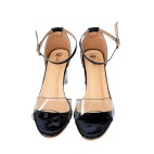Transparent Solid Block Heels black 412