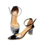 Transparent Solid Block Heels black 420