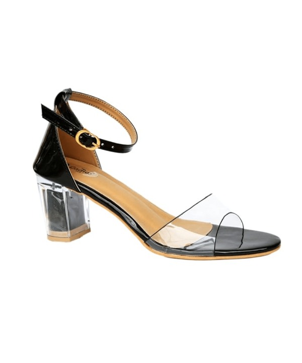 Transparent Solid Block Heels black