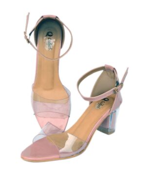Transparent Solid Block Heels Fashion Sandal for Women and Girls - Pink