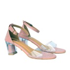 Transparent Solid Block Heels pink 527