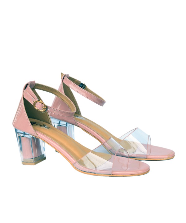 Transparent Solid Block Heels pink 527
