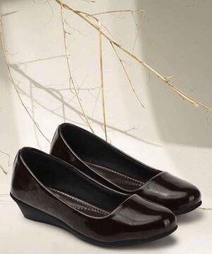 Casual Latest Collection Comfortable Women's Slip-on Casual Bellies & Ballerina Stylish Solid Wedge Heels Shoes for Women & Girls - Brown