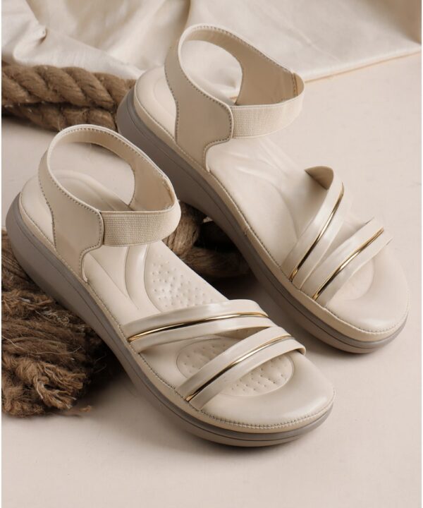 Sandals Platform Heels-Cream-601