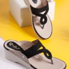 Wedge Heel Kolhapuri Sandals-black-1212