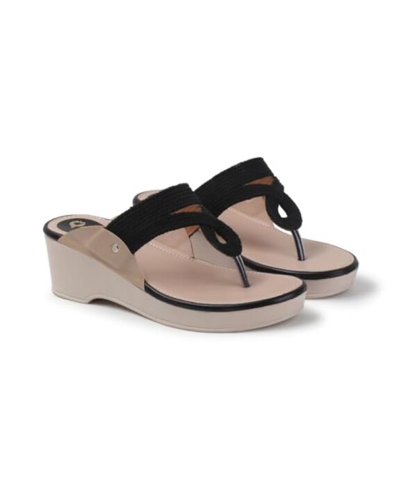 Wedge Heel Kolhapuri Sandals-black-1214