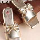 Fancy Slip-On Slippers with Bow Tie Design - Golden-1256