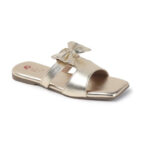 Fancy Slip-On Slippers with Bow Tie Design - Golden-1258