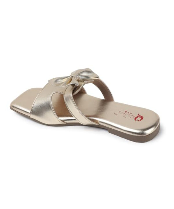 Fancy Slip-On Slippers with Bow Tie Design - Golden-1260