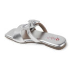 Fancy Slip-On Slippers with Bow Tie Design - Silver-1257