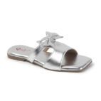 Fancy Slip-On Slippers with Bow Tie Design - Silver-1261