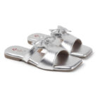 Fancy Slip-On Slippers with Bow Tie Design - Silver-1263