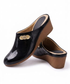 Slip-on Mules for woman, Formal Half Shoes & Party Wedge Sandals - Black