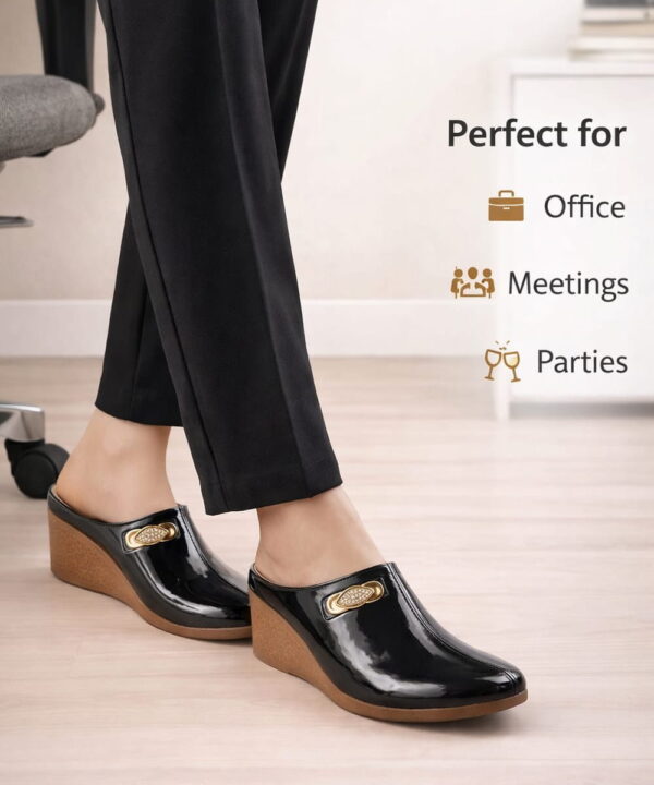 Formal Half Shoes & Party Wedge Sandals - Black-28 Formal Half Shoes & Party Wedge Sandals - Black-28