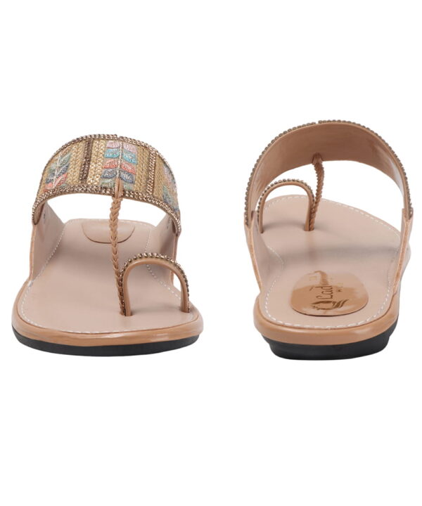 Ethnic Flat Toe Ring Sandals & Slip-on Fancy Slippers for Girls - Beige-47 Ethnic Flat Toe Ring Sandals & Slip-on Fancy Slippers for Girls - Beige-47