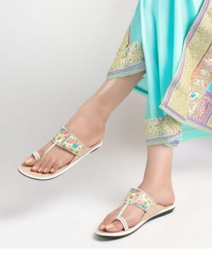 Ethnic Kolhapuri for Women-white-34