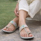 Flat Fancy Braided Ethnic Ladies Slippers - Sea Green-53
