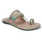 Flat Fancy Braided Ethnic Ladies Slippers - Sea Green-55