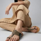 Kolhapuri Chappal for Women Stylish Footwear-Black-Beige-106