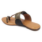 Kolhapuri Chappal for Women Stylish Footwear-Black-Beige-109