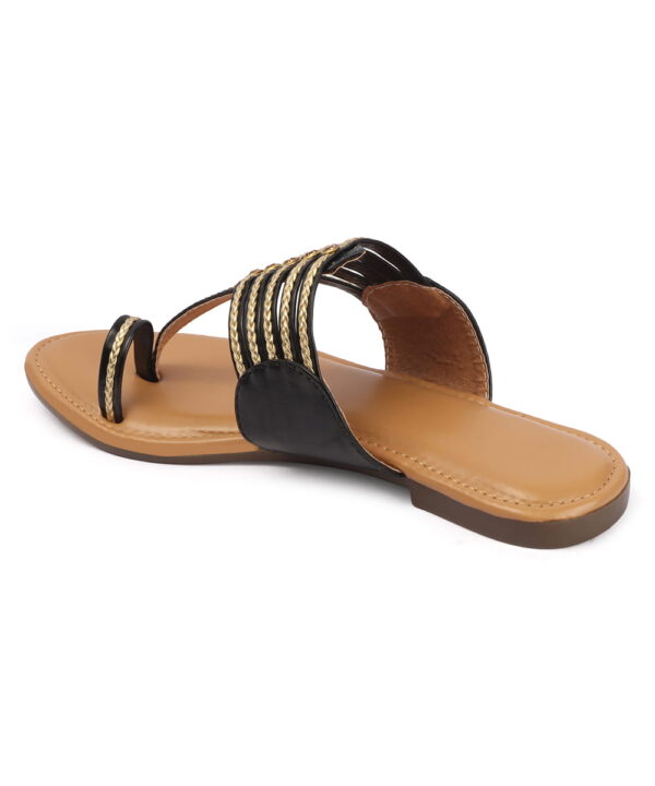 Kolhapuri Chappal for Women Stylish Footwear-Black-Beige-109