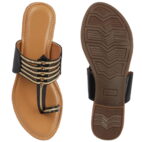 Kolhapuri Chappal for Women Stylish Footwear-Black-Beige-110