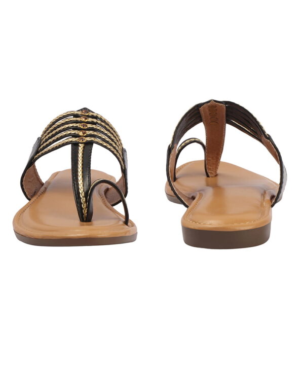 Kolhapuri Chappal for Women Stylish Footwear-Black-Beige-111