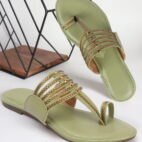 Kolhapuri Chappal for Women Stylish Footwear-green-1100