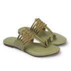 Kolhapuri Chappal for Women Stylish Footwear-green-197