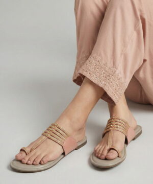 Kolhapuri Chappal for Women Stylish Footwear-pink-gery-89